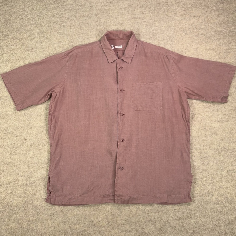 Outlier Shirt Mens Small 100% Ramie Hemp Short Sleeve Red Camp Loop Collar
